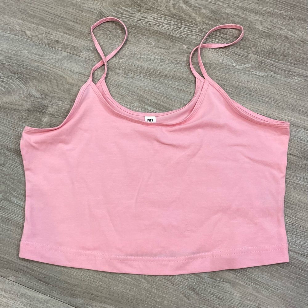 Bp Pink Rib-Knit Crop Cami Top